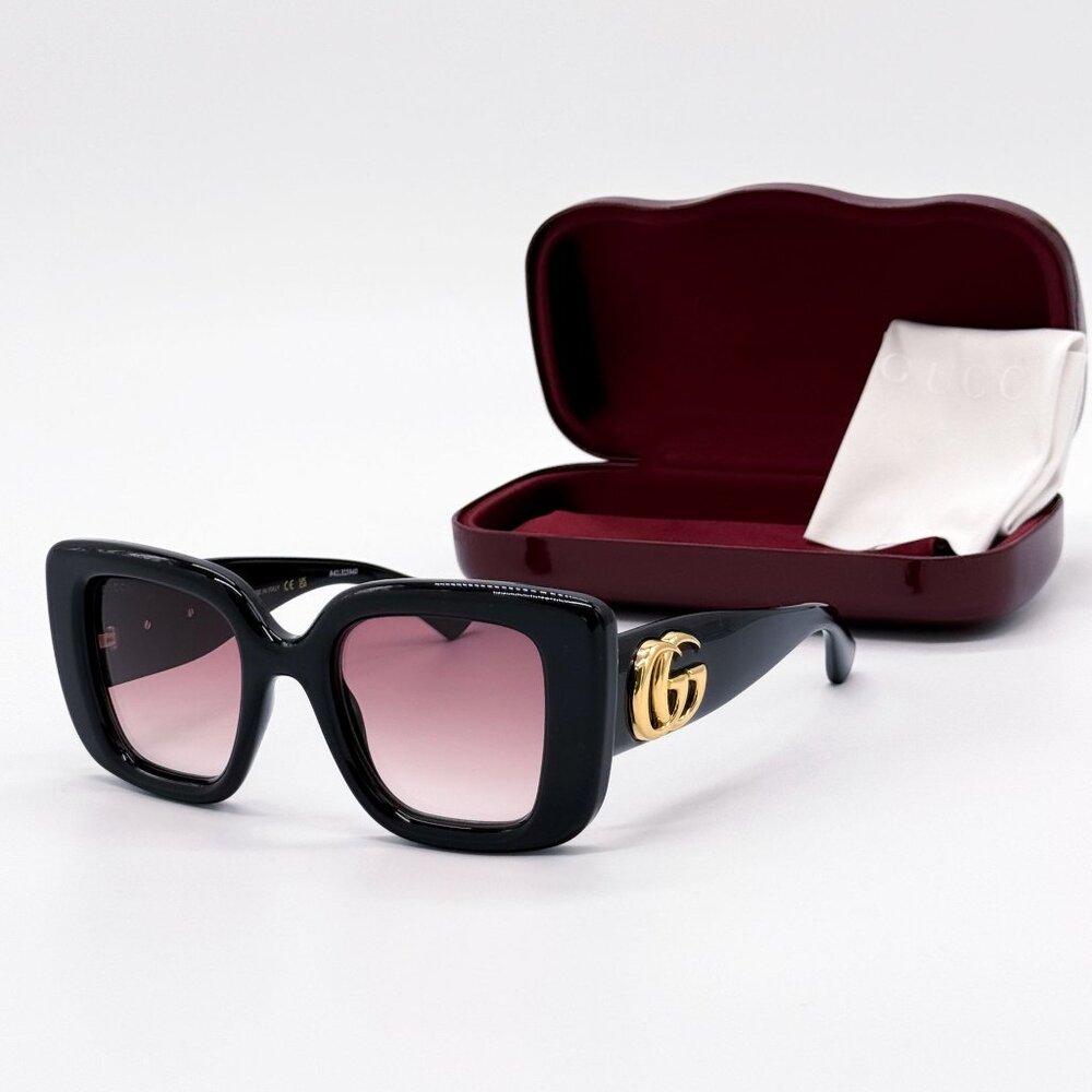 NEW GUCCI SUNGLASSES BLACK BROWN WOMEN EYEWEAR GUCCI GG1975S 001